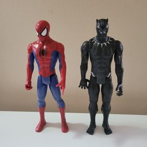 Marvel Spiderman and Black Panther 12in Action Figures